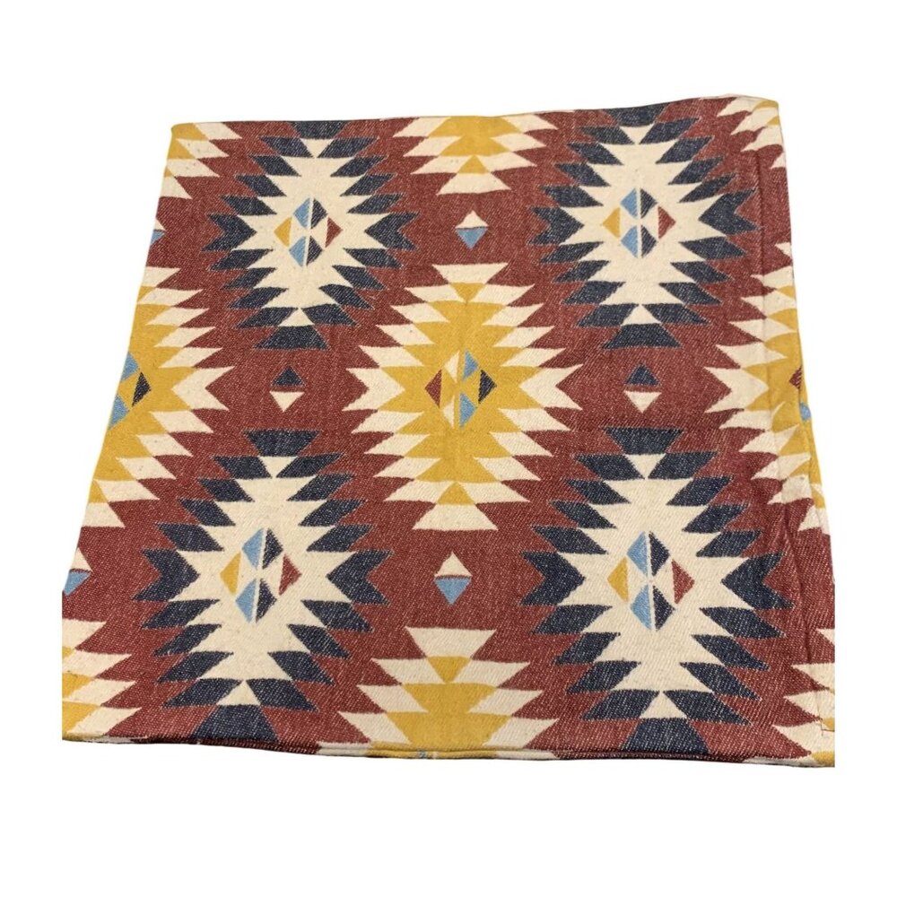 Ikea Fransine 20"X20" Southwest Aztec Wool Cotton Accent Pillowcase Burgundy Gol